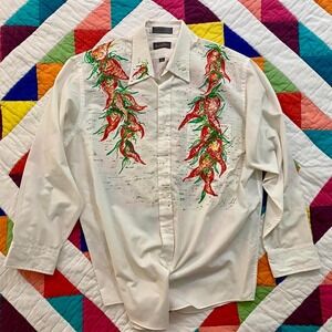 Hand Painted Chili Pepper Button-up Western Shirt